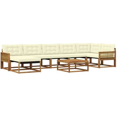 vidaXL Outdoor-Sofagarnitur 8 Stk Natur und Creme Massivholz Akazie 3381586 vidaXL Outdoor-Sofagarnitur 8 Stk Natur und Creme Massivholz Akazie 3381586