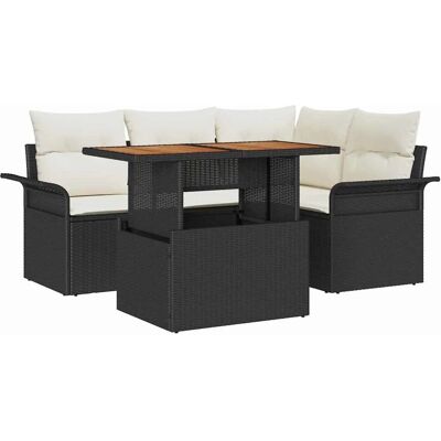vidaXL Garten-Sofa-Set mit Speicher 5-Tlg Schwarz Poly Rattan 3358063 vidaXL Garten-Sofa-Set mit Speicher 5-Tlg Schwarz Poly Rattan 3358063