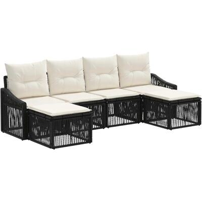 vidaXL Gartensofa-Set 6-Tlg Schwarz Poly-Rattan 3436084 vidaXL Gartensofa-Set 6-Tlg Schwarz Poly-Rattan 3436084