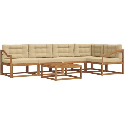 vidaXL Outdoor-Sofagarnitur mit Kissen 6-Tlg Natur und Beige 3367631 vidaXL Outdoor-Sofagarnitur mit Kissen 6-Tlg Natur und Beige 3367631
