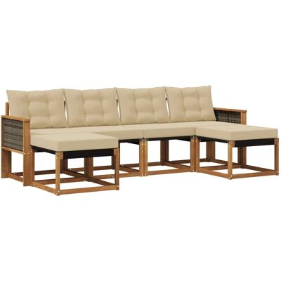 vidaXL Outdoor-Sofagarnitur mit Kissen 6 Stk Natur und Beige 3382125 vidaXL Outdoor-Sofagarnitur mit Kissen 6 Stk Natur und Beige 3382125