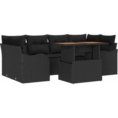 vidaXL Garten-Sofa-Set mit Speicher 7-Tlg Schwarz Poly Rattan 3358151 vidaXL Garten-Sofa-Set mit Speicher 7-Tlg Schwarz Poly Rattan 3358151