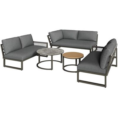 okwish Garten-Lounge-Set für 6-7 Personen Ecksofa mit Verzinktem Eisengestell Grau okwish Garten-Lounge-Set für 6-7 Personen Ecksofa mit Verzinktem Eisengestell Grau