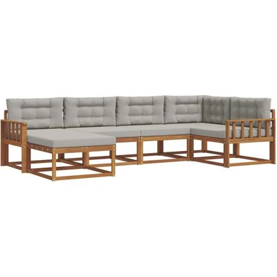 vidaXL Outdoor-Sofagarnitur mit Kissen 6-Tlg Natur und Hellgrau 3367819 vidaXL Outdoor-Sofagarnitur mit Kissen 6-Tlg Natur und Hellgrau 3367819