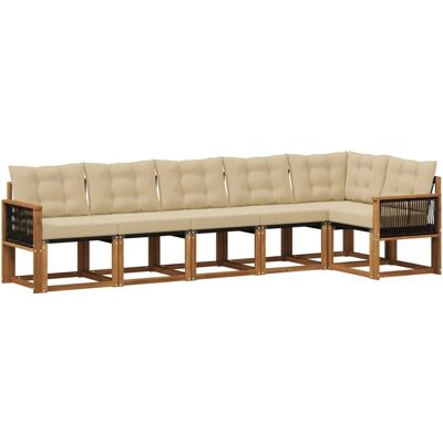 vidaXL Outdoor-Sofagarnitur mit Kissen 6 Stk Natur und Beige 3381985 vidaXL Outdoor-Sofagarnitur mit Kissen 6 Stk Natur und Beige 3381985