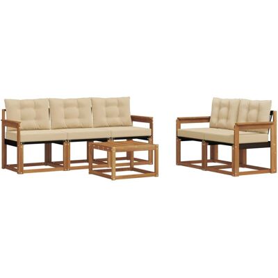 vidaXL Outdoor-Sofagarnitur mit Kissen 6-Tlg Natur und Beige 3368396 vidaXL Outdoor-Sofagarnitur mit Kissen 6-Tlg Natur und Beige 3368396