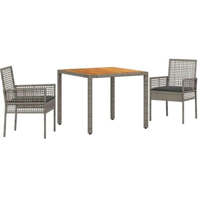 VIDAXL Garten Essset 3-teilig Grau Polyrattan VIDAXL Garten Essset 3-teilig Grau Polyrattan