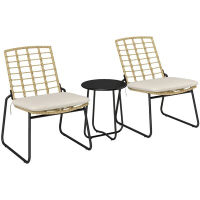 Outsunny Balkonmöbel Set Stahl PE-Rattan 56L x 67B x 78H cm Beige Outsunny Balkonmöbel Set Stahl PE-Rattan 56L x 67B x 78H cm Beige