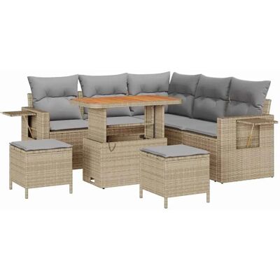 vidaXL Garten-Sofa-Set 8-Tlg Beige Poly Rattan 3361747 vidaXL Garten-Sofa-Set 8-Tlg Beige Poly Rattan 3361747