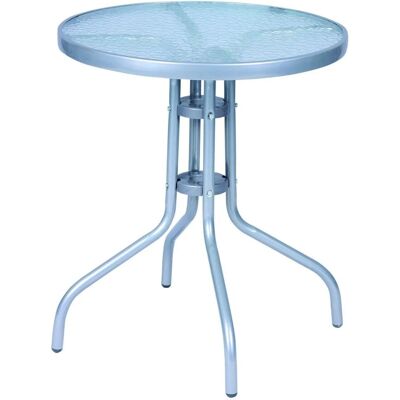 Lex Bistrotisch Balkontisch Gartentisch Terrassentisch Glastisch Silber ⌀ 60 cm Lex Bistrotisch Balkontisch Gartentisch Terrassentisch Glastisch Silber ⌀ 60 cm