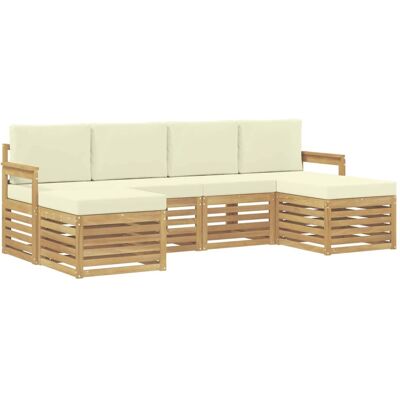 vidaXL Outdoor-Sofagarnitur 6-Tlg Weiß und Creme 249 x 122,5 x 73 cm 3392260 vidaXL Outdoor-Sofagarnitur 6-Tlg Weiß und Creme 249 x 122,5 x 73 cm 3392260