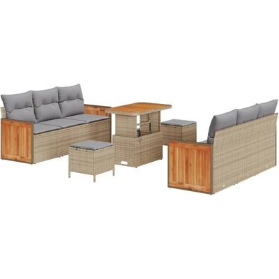 vidaXL Gartensofa-Set mit Kissen 11 Stk Beige und Hellgrau Poly-Rattan 3365212 vidaXL Gartensofa-Set mit Kissen 11 Stk Beige und Hellgrau Poly-Rattan 3365212