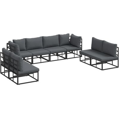 vidaXL Garten-Sofa-Set mit Kissen 8-Tlg Schwarz Aluminium 3378852 vidaXL Garten-Sofa-Set mit Kissen 8-Tlg Schwarz Aluminium 3378852