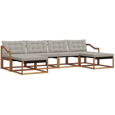 vidaXL Outdoor-Sofagarnitur mit Kissen 6-Tlg Natur und Hellgrau 3369730 vidaXL Outdoor-Sofagarnitur mit Kissen 6-Tlg Natur und Hellgrau 3369730