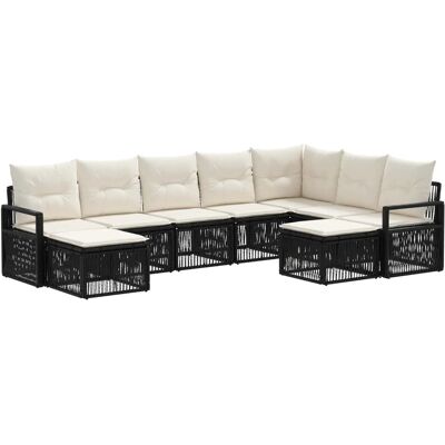 vidaXL Gartensofa-Set 9-Tlg Schwarz Poly-Rattan 3435898 vidaXL Gartensofa-Set 9-Tlg Schwarz Poly-Rattan 3435898