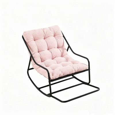 PXloue Schaukelstuhl mit Dickem Kissen und Beinablage Rosa Metallrahmen für Garten Balkon Wohnzimmer PXloue Schaukelstuhl mit Dickem Kissen und Beinablage Rosa Metallrahmen für Garten Balkon Wohnzimmer