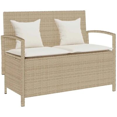Furnicato Gartenbank Mit Stauraum Und Kissen Beige Poly Rattan Furnicato Gartenbank Mit Stauraum Und Kissen Beige Poly Rattan