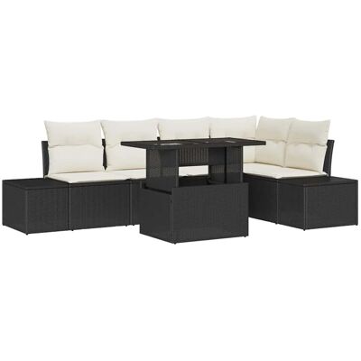 vidaXL Garten-Sofa-Set mit Speicher 6-Tlg Schwarz Poly Rattan 3357920 vidaXL Garten-Sofa-Set mit Speicher 6-Tlg Schwarz Poly Rattan 3357920