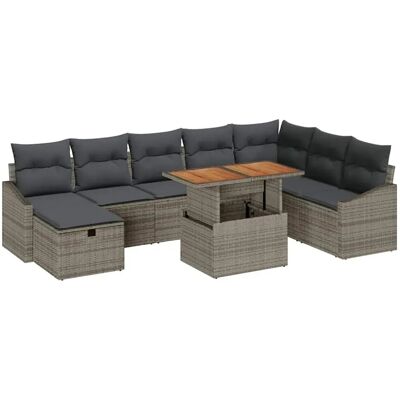 vidaXL Garten-Sofa-Set Höhenverstellbar 9-Tlg Grau Poly Rattan 3361370 vidaXL Garten-Sofa-Set Höhenverstellbar 9-Tlg Grau Poly Rattan 3361370