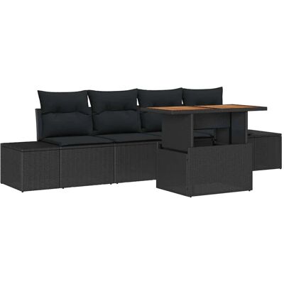 vidaXL Garten-Sofa-Set mit Speicher 5-Tlg Schwarz Poly Rattan 3358634 vidaXL Garten-Sofa-Set mit Speicher 5-Tlg Schwarz Poly Rattan 3358634