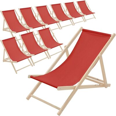 ECD Germany Liegestuhl 10Er Set Klappbar Rot aus Holz ECD Germany Liegestuhl 10Er Set Klappbar Rot aus Holz