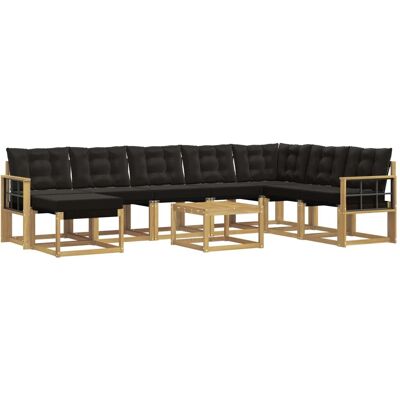 vidaXL Outdoor-Sofagarnitur mit Kissen 9-Tlg Weiß und Schwarz 3389794 vidaXL Outdoor-Sofagarnitur mit Kissen 9-Tlg Weiß und Schwarz 3389794