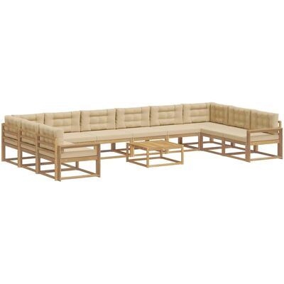 vidaXL Outdoor-Sofagarnitur mit Kissen 11 Stk Weiß und Beige 3387147 vidaXL Outdoor-Sofagarnitur mit Kissen 11 Stk Weiß und Beige 3387147