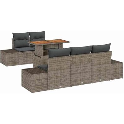 vidaXL Garten-Sofa-Set mit Speicher 6-Tlg Grau Poly Rattan 3358638 vidaXL Garten-Sofa-Set mit Speicher 6-Tlg Grau Poly Rattan 3358638