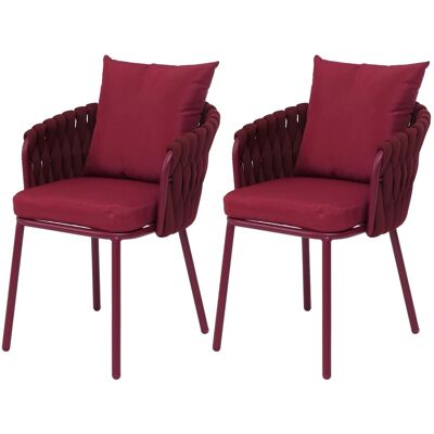 MCW 2er-Set Aluminium-Gartenstuhl P89 Seilgeflecht Rope Bordeaux MCW 2er-Set Aluminium-Gartenstuhl P89 Seilgeflecht Rope Bordeaux