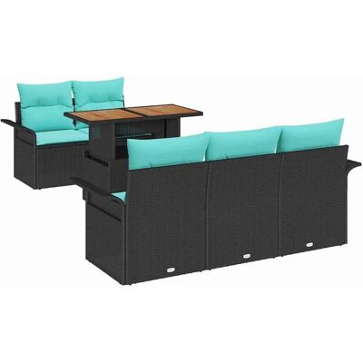 vidaXL Garten-Sofa-Set mit Speicher 6 Stk Schwarz Poly Rattan 3358013 vidaXL Garten-Sofa-Set mit Speicher 6 Stk Schwarz Poly Rattan 3358013