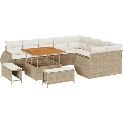 vidaXL Garten-Sofa-Set mit Kissen mit Speicher 12-Tlg Beige und Creme 3363856 vidaXL Garten-Sofa-Set mit Kissen mit Speicher 12-Tlg Beige und Creme 3363856