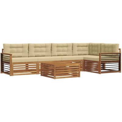 vidaXL Outdoor-Sofagarnitur mit Kissen 6-Tlg Natur und Beige 3373513 vidaXL Outdoor-Sofagarnitur mit Kissen 6-Tlg Natur und Beige 3373513
