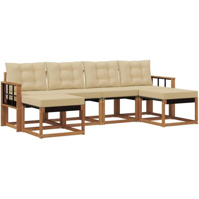 vidaXL Outdoor-Sofagarnitur mit Kissen 6-Tlg Natur und Beige 3368936 vidaXL Outdoor-Sofagarnitur mit Kissen 6-Tlg Natur und Beige 3368936