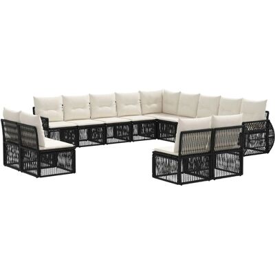 vidaXL Gartensofa-Set 13-Tlg Schwarz und Cremeweiß Poly-Rattan 3435580 vidaXL Gartensofa-Set 13-Tlg Schwarz und Cremeweiß Poly-Rattan 3435580