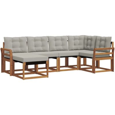 vidaXL Outdoor-Sofagarnitur mit Kissen 6-Tlg Natur und Hellgrau 3368834 vidaXL Outdoor-Sofagarnitur mit Kissen 6-Tlg Natur und Hellgrau 3368834