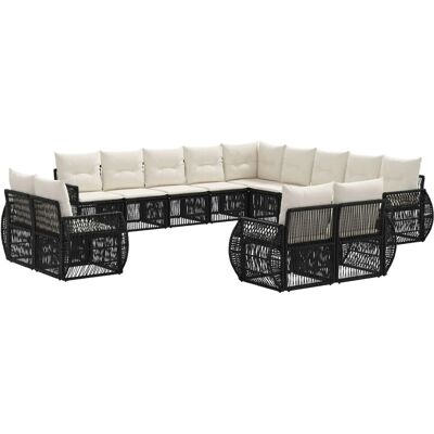 vidaXL Gartensofa-Set 13-Tlg Schwarz und Cremeweiß Poly-Rattan 3435598 vidaXL Gartensofa-Set 13-Tlg Schwarz und Cremeweiß Poly-Rattan 3435598