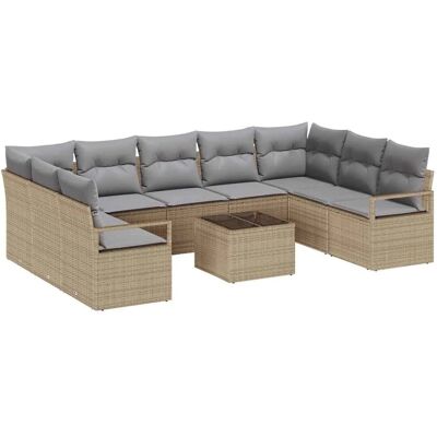 vidaXL Garten-Sofa-Set 10-Tlg Beige Poly Rattan 3346550 vidaXL Garten-Sofa-Set 10-Tlg Beige Poly Rattan 3346550