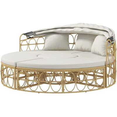 Outsunny Sonneninsel PE-Rattan Polyester Cremeweiß 178L x 85B x 66,5H cm Outsunny Sonneninsel PE-Rattan Polyester Cremeweiß 178L x 85B x 66,5H cm