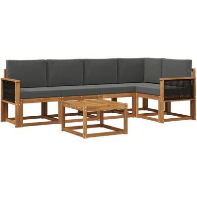 vidaXL Outdoor-Sofagarnitur mit Kissen 6 Stk Natur und Anthrazit 3385233 vidaXL Outdoor-Sofagarnitur mit Kissen 6 Stk Natur und Anthrazit 3385233