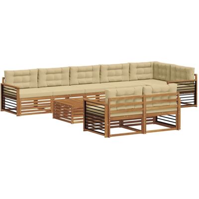 vidaXL Outdoor-Sofagarnitur mit Kissen 9-Tlg Natur und Beige 3373713 vidaXL Outdoor-Sofagarnitur mit Kissen 9-Tlg Natur und Beige 3373713