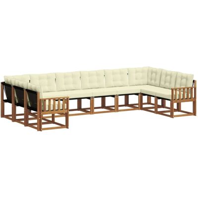 vidaXL Outdoor-Sofagarnitur mit Kissen 10-Tlg Natur und Creme 3369093 vidaXL Outdoor-Sofagarnitur mit Kissen 10-Tlg Natur und Creme 3369093