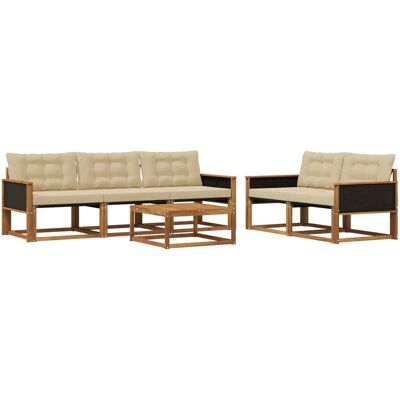 vidaXL Outdoor-Sofagarnitur mit Kissen 6 Stk Natur und Beige 3381241 vidaXL Outdoor-Sofagarnitur mit Kissen 6 Stk Natur und Beige 3381241