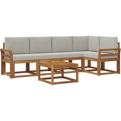 vidaXL Outdoor-Sofagarnitur mit Kissen 6 Stk Natur und Hellgrau 3366429 vidaXL Outdoor-Sofagarnitur mit Kissen 6 Stk Natur und Hellgrau 3366429