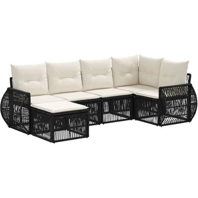 vidaXL Gartensofa-Set 6-Tlg Schwarz und Cremeweiß Poly-Rattan 3435484 vidaXL Gartensofa-Set 6-Tlg Schwarz und Cremeweiß Poly-Rattan 3435484