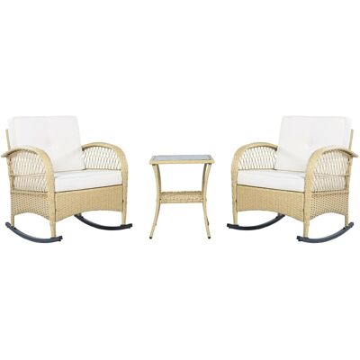 okwish Gartenmöbel Lounge Rattan Balkongarnitur Balkonschaukelstuhl Beige okwish Gartenmöbel Lounge Rattan Balkongarnitur Balkonschaukelstuhl Beige