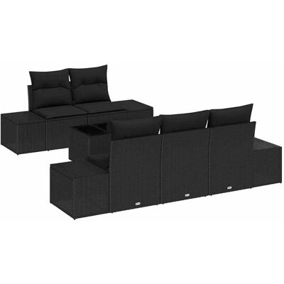 vidaXL Gartensofa-set mit Kissen 6-Tlg Schwarz Poly-Rattan 3355612 vidaXL Gartensofa-set mit Kissen 6-Tlg Schwarz Poly-Rattan 3355612
