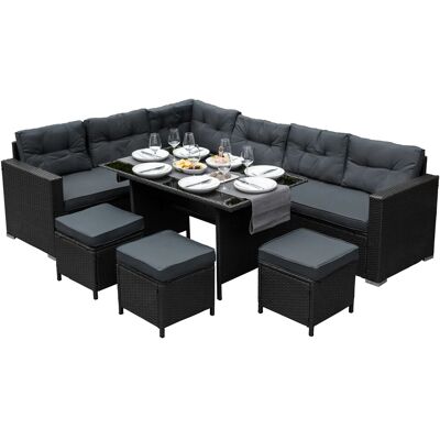 Jardi Rattan Corner Set - Schwarz 9-Sitzer Wasserdichtes Gartenmöbel Jardi Rattan Corner Set - Schwarz 9-Sitzer Wasserdichtes Gartenmöbel