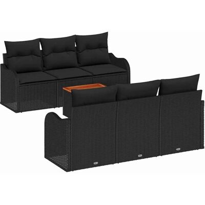 vidaXL Garten-Sofa-Set 7-Tlg Schwarz 3356070 vidaXL Garten-Sofa-Set 7-Tlg Schwarz 3356070