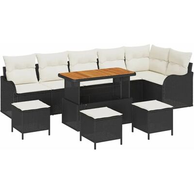 vidaXL Garten-Sofa-Set Höhenverstellbar 10-Tlg Schwarz Poly Rattan 3362290 vidaXL Garten-Sofa-Set Höhenverstellbar 10-Tlg Schwarz Poly Rattan 3362290