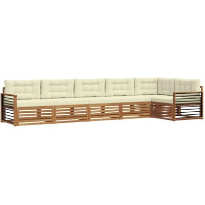 vidaXL Outdoor-Sofagarnitur mit Kissen 6-Tlg Natur und Creme 3373550 vidaXL Outdoor-Sofagarnitur mit Kissen 6-Tlg Natur und Creme 3373550